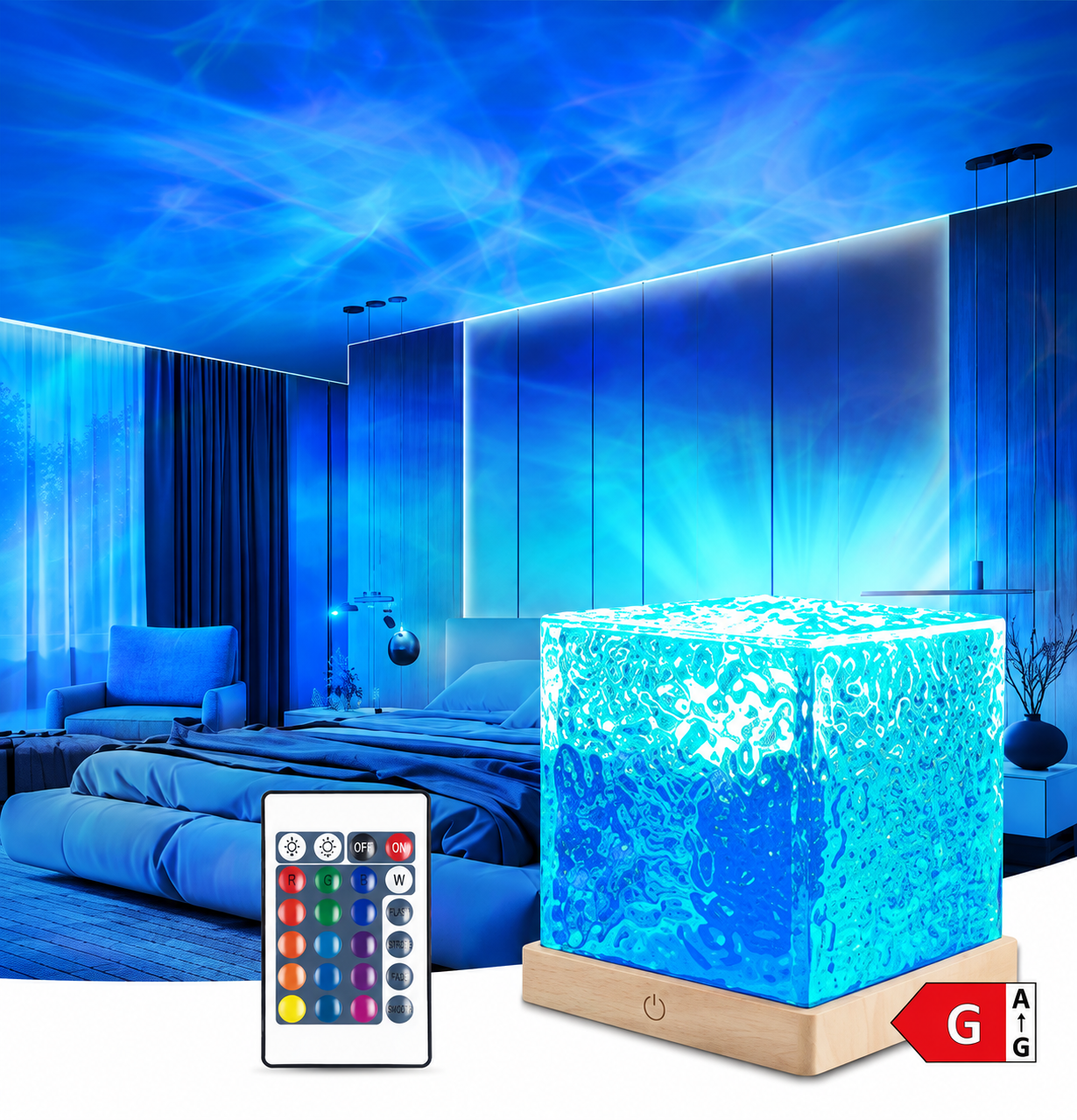Lampada Cubo Effetto Onde d'Acqua